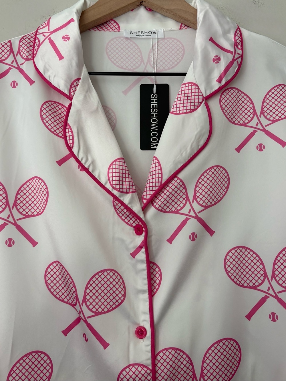 Sheshow Tennis Racket Print Pajama Set - Picture 4 of 13